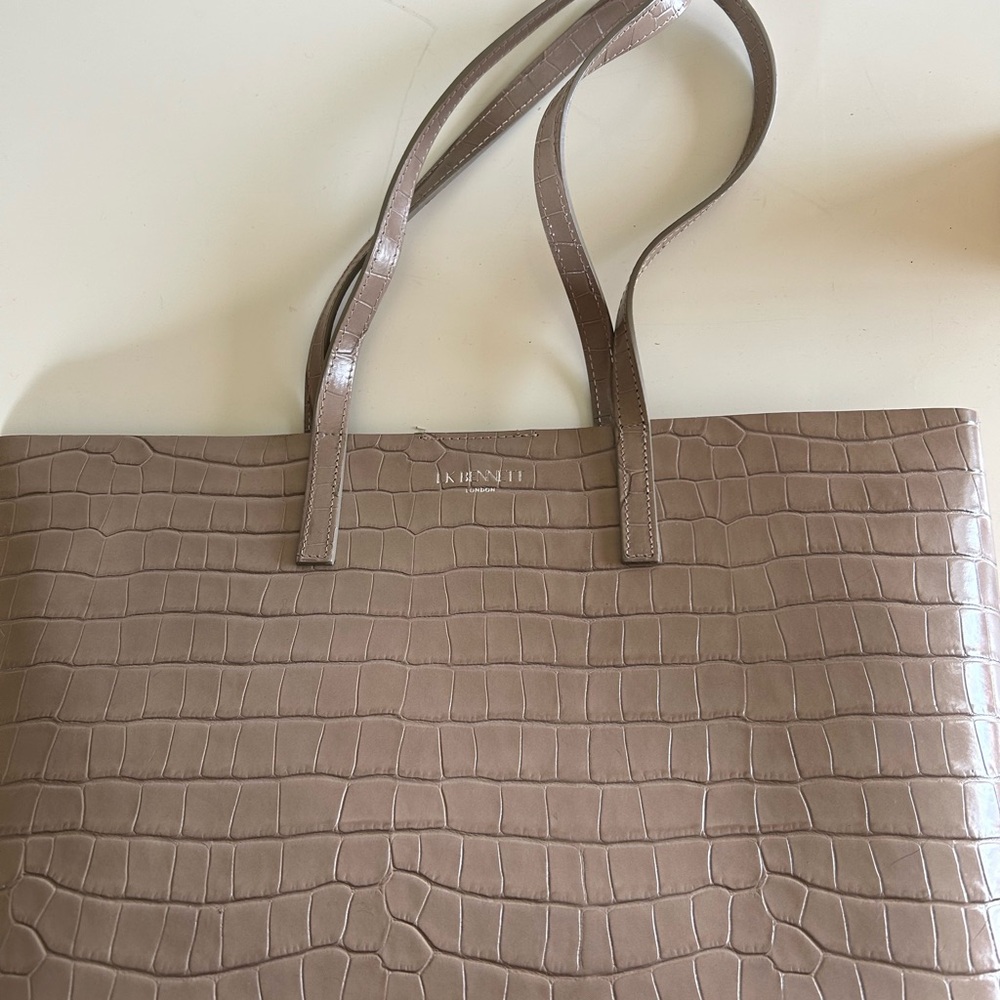 Adèle LK Bennett Recycled Croc Effect Leather Taupe Tote